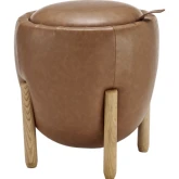 Murphy Storage Ottoman in Vintage Cider Brown Leatherette & Wood