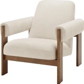 Silvia Accent Arm Chair in Cream Fabric & Wood