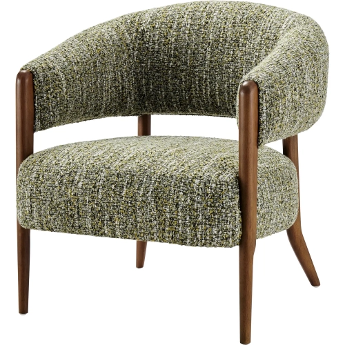 Mayla Accent Arm Chair in Dappled Olive Mustard Yellow Boucle Fabric