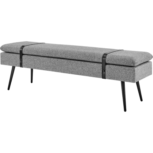 Zuney Bench in Gray Fabric & Black Leatherette
