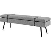 Zuney Bench in Gray Fabric & Black Leatherette