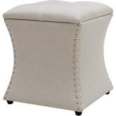Amelia Storage Ottoman in Tufted Cream Fabric with Nailhead