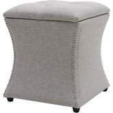 Amelia Storage Ottoman in Tufted Gray Fabric with Nailhead