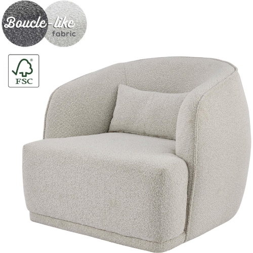 Steward Swivel Accent Chair in Beige Boucle Fabric