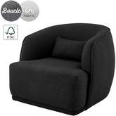 Steward Swivel Accent Chair in Black Boucle Fabric