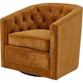 Walsh Swivel Accent Arm Chair in Tufted Caramel Brown Velvet