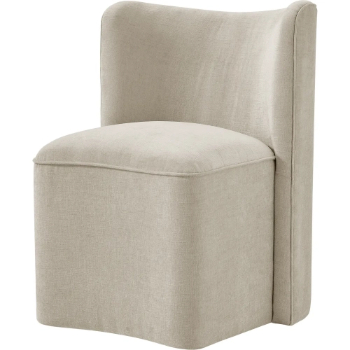 Morraine Dining Chair with Casters in Beige Chenille (Set of 2)