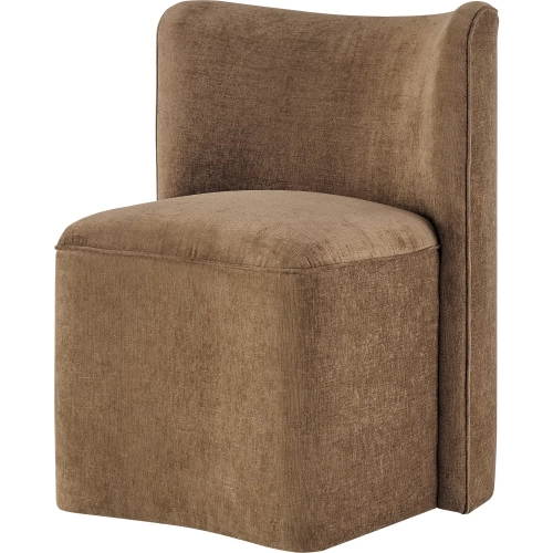 Morraine Dining Chair with Casters in Brown Chenille (Set of 2)