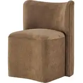 Morraine Dining Chair with Casters in Brown Chenille (Set of 2)
