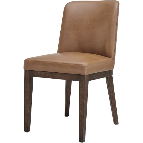 Cayden Dining Chair in Chocolate Brown Vegan Leather & Wood (Set of 2)