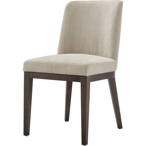 Cayden Dining Chair in Beige Chenille Fabric & Brown Wood (Set of 2)