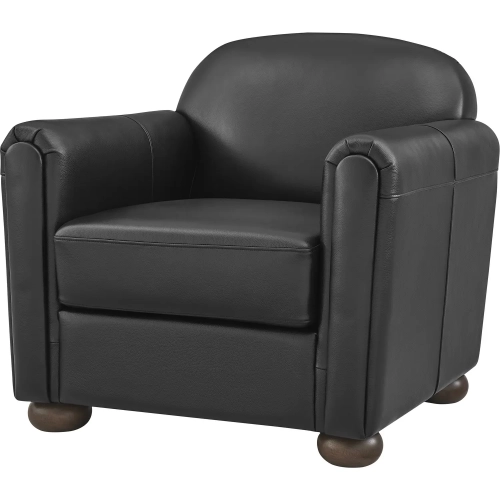 Grandora Accent Arm Chair in Black Semi-Aniline Top Grain Leather
