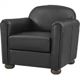 Grandora Accent Arm Chair in Black Semi-Aniline Top Grain Leather