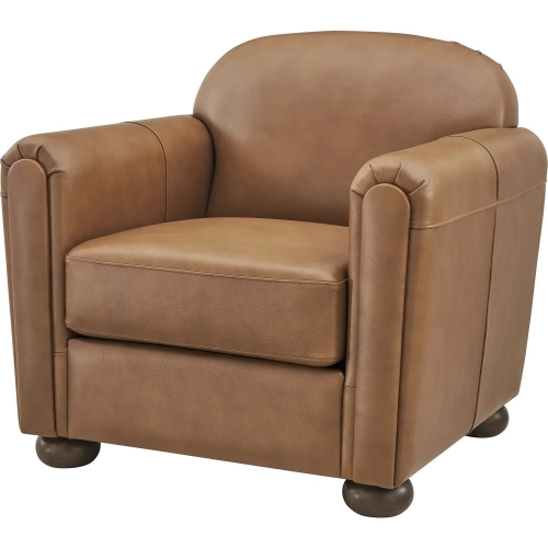 Grandora Accent Arm Chair in Caramel Brown Top Grain Leather