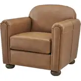 Grandora Accent Arm Chair in Caramel Brown Top Grain Leather