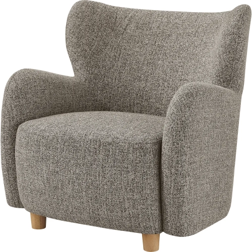 Tiffany Accent Arm Chair in Brown Chenille Fabric & Honey Wood