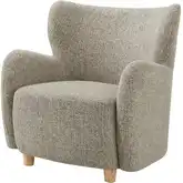 Tiffany Accent Arm Chair in Green Chenille Fabric & Honey Wood