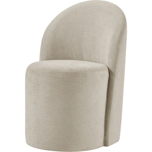 Cabrina Dining Chair with Casters in Beige Chenille Fabric (Set of 2)