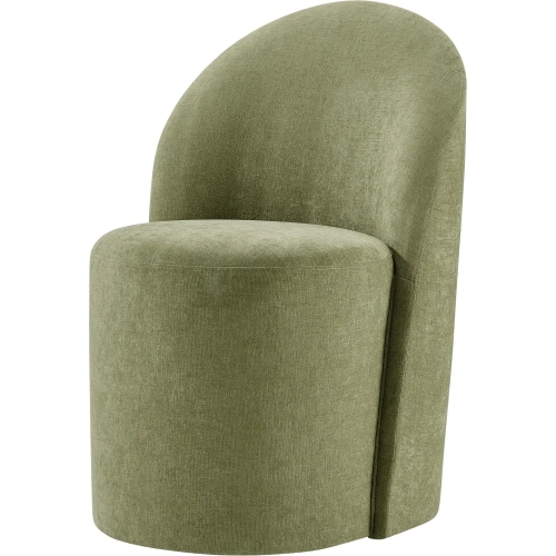 Cabrina Dining Chair with Casters in Green Chenille Fabric (Set of 2)