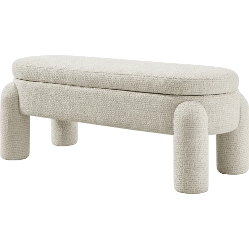 Bowden Storage Bench in Beige Chenille Fabric
