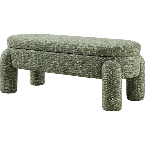 Bowden Storage Bench in Green Chenille Fabric