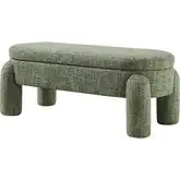 Bowden Storage Bench in Green Chenille Fabric