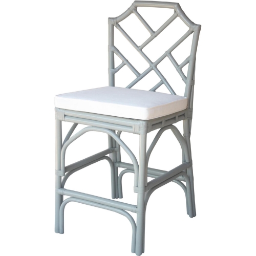 Kara Chippendale Style Rattan Counter Stool in Gray (Set of 2)