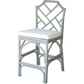 Kara Chippendale Style Rattan Counter Stool in Gray (Set of 2)