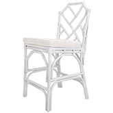Kara Chippendale Style Rattan Counter Stool in White (Set of 2)