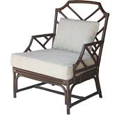 Kara Chippendale Style Rattan Accent Arm Chair in Dark Brown