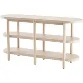 Lester Console Table with Shelves in Weathered Sand Beige Wood