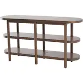 Lester Console Table with Shelves in Walnut Brown Finish Wood