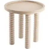 Crellin Side End Table in Weathered Sand Beige Finish Wood