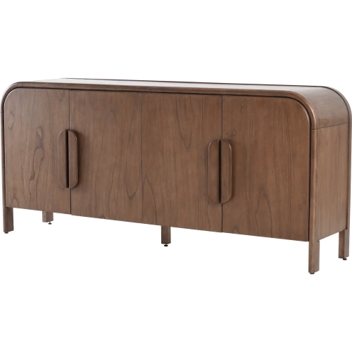 Serenia 4 Door Buffet Sideboard in Walnut Brown Finish Wood