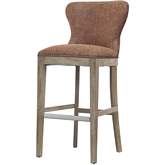 Dorsey Bar Stool in Chocolate Nubuck on Driftwood Legs