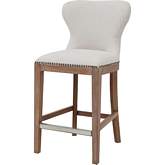 Dorsey Counter Stool in Beige Fabric & Driftwood (Set of 2)