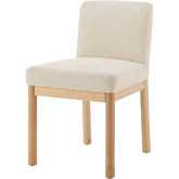 Bloomfield Low Back Dining Chair in Santana Cream Fabric & Natural Wood (Set of 2)