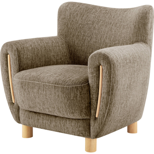 Bellamy Accent Arm Chair in Pasadena Taupe Fabric & Wood