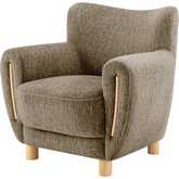 Bellamy Accent Arm Chair in Pasadena Taupe Fabric & Wood