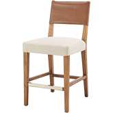 Kylo Counter Stool in Brown Leatherette, Cream Fabric & Wood