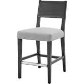 Kylo Counter Stool in Black Leatherette, Gray Fabric & Wood