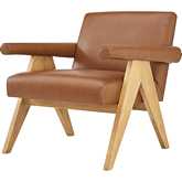 Nixon Accent Arm Chair in Chocolate Brown Leatherette & Wood