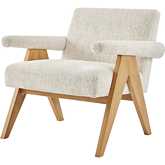 Nixon Accent Arm Chair in Concord Cream Fabric & Wood