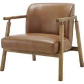 Reiner Accent Arm Chair in Chocolate Brown Leatherette & Wood