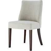 New Paris Chair in Rice Beige Fabric & Dark Brown Wood (Set of 2)