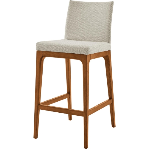 Devon Counter Stool in Cream Fabric & Walnut (Set of 2)
