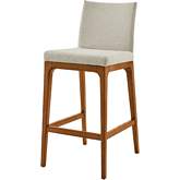 Devon Counter Stool in Cream Fabric & Walnut (Set of 2)