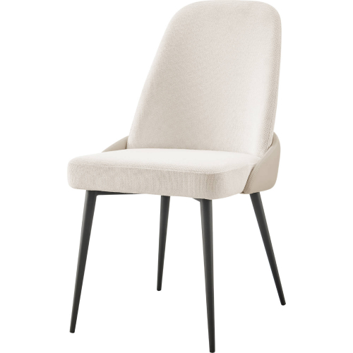 Elodie Dining Chair in Ivory Fabric & Cream Leatherette (Set of 2)