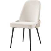 Elodie Dining Chair in Ivory Fabric & Cream Leatherette (Set of 2)