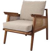 Teramo Accent Chair in Rattan, Mahogany & Brown Fabric